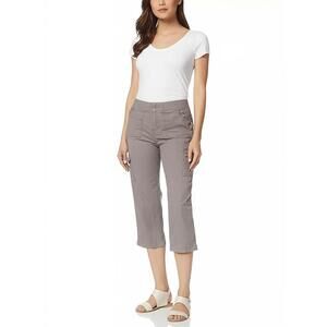 Lee Cargo Capri Pants Womens 14 Light Grey Easy Fit Cropped Casual Utility